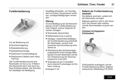 2009-2010 Opel Astra Bedienungsanleitung | Deutsch