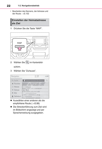 Toyota Navigation Bedienungsanleitung 2020