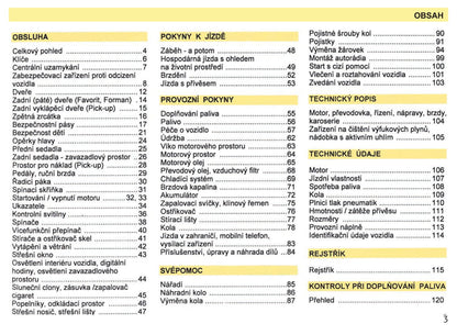 1993-1994 Skoda Favorit Forman/Favorit Pick-up Owner's Manual | Czech