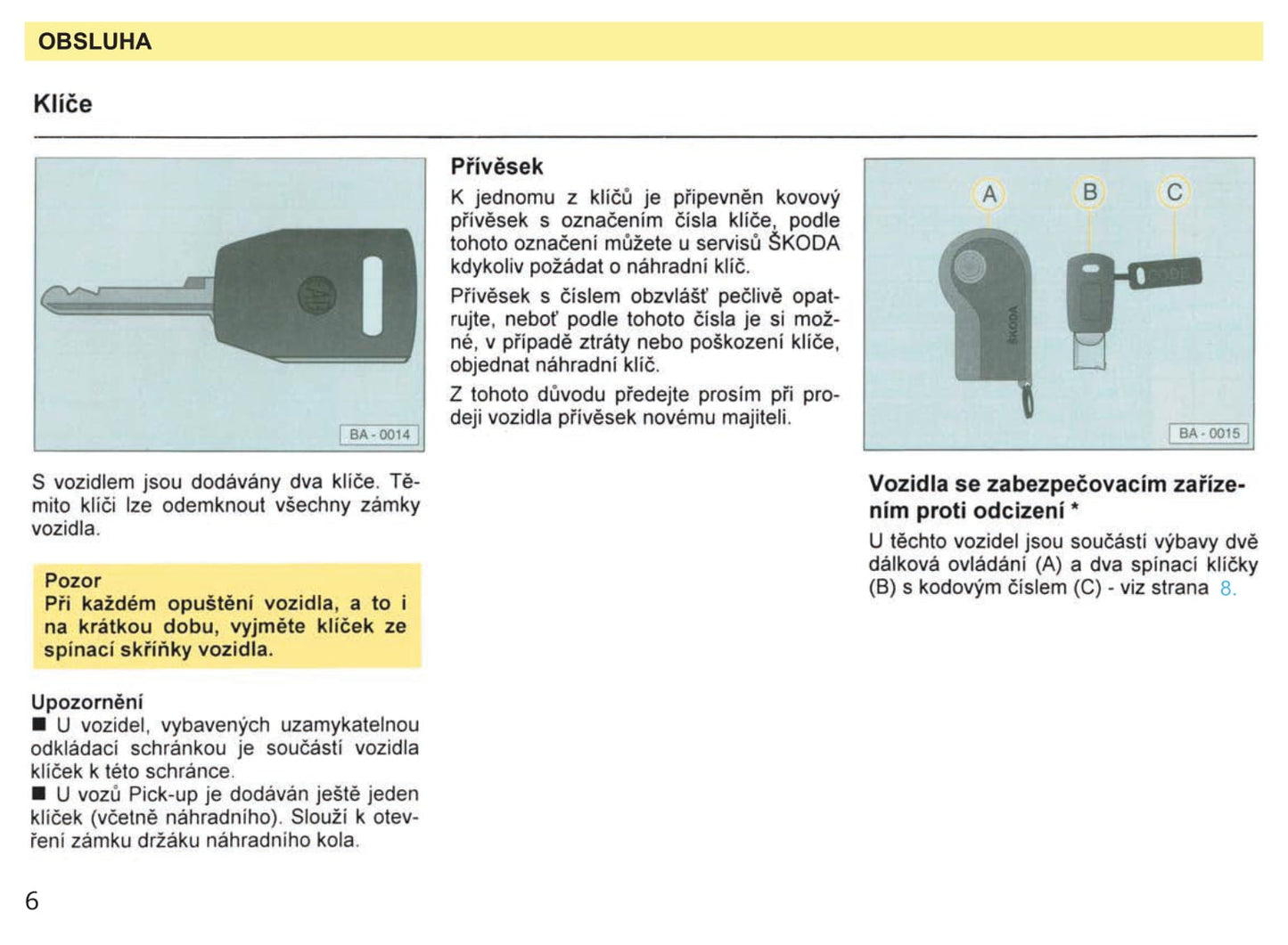 1993-1994 Skoda Favorit Forman/Favorit Pick-up Owner's Manual | Czech