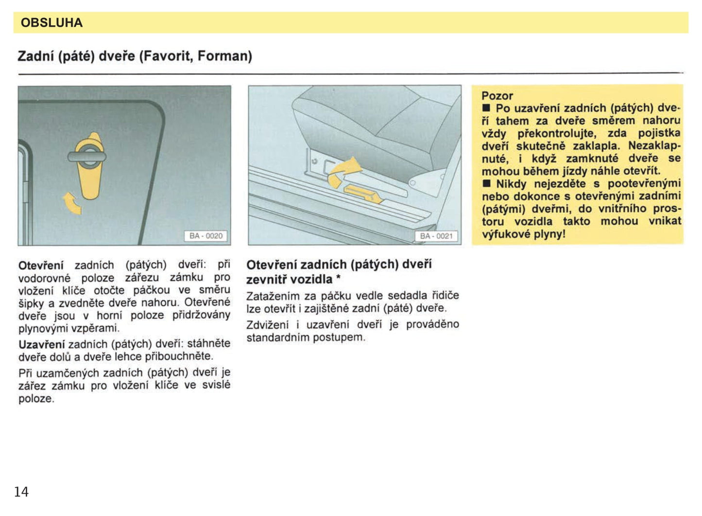 1993-1994 Skoda Favorit Forman/Favorit Pick-up Owner's Manual | Czech