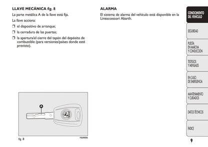 2009-2012 Abarth Punto Evo Bedienungsanleitung | Spanisch