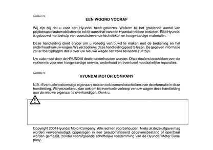 2004-2005 Hyundai Accent Owner's Manual | Dutch