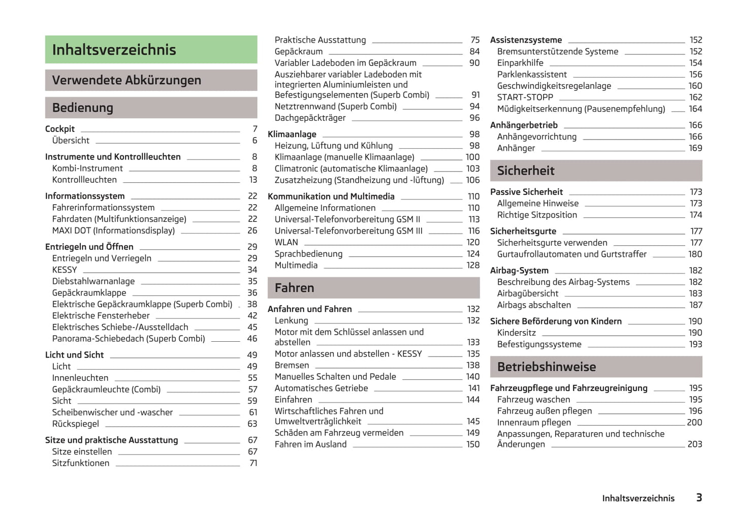 2013-2014 Skoda Superb Owner's Manual | German