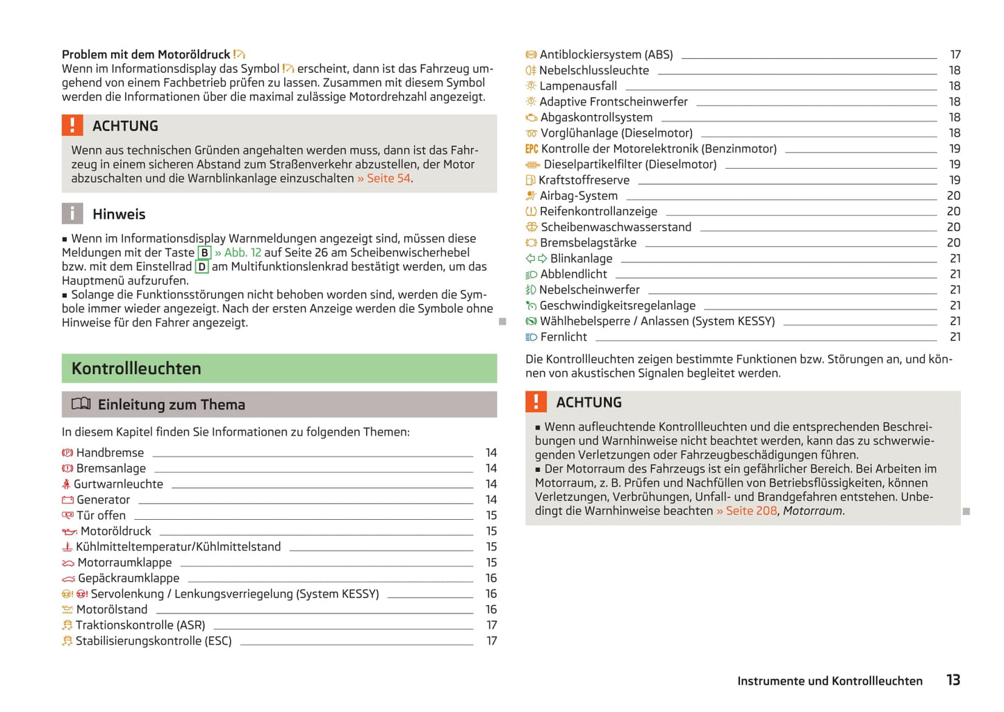 2013-2014 Skoda Superb Owner's Manual | German