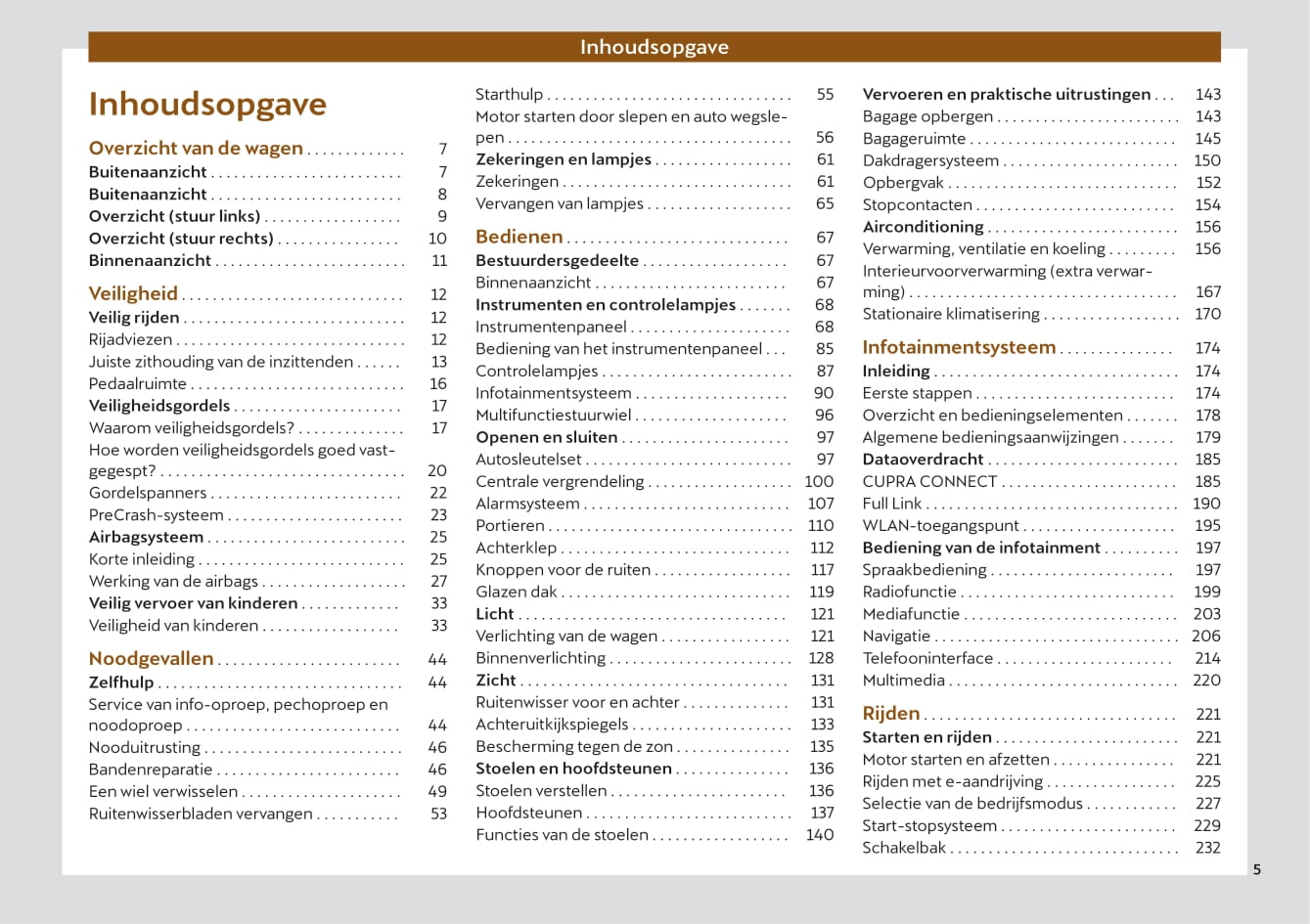 2022 Cupra Formentor Owner's Manual | Dutch