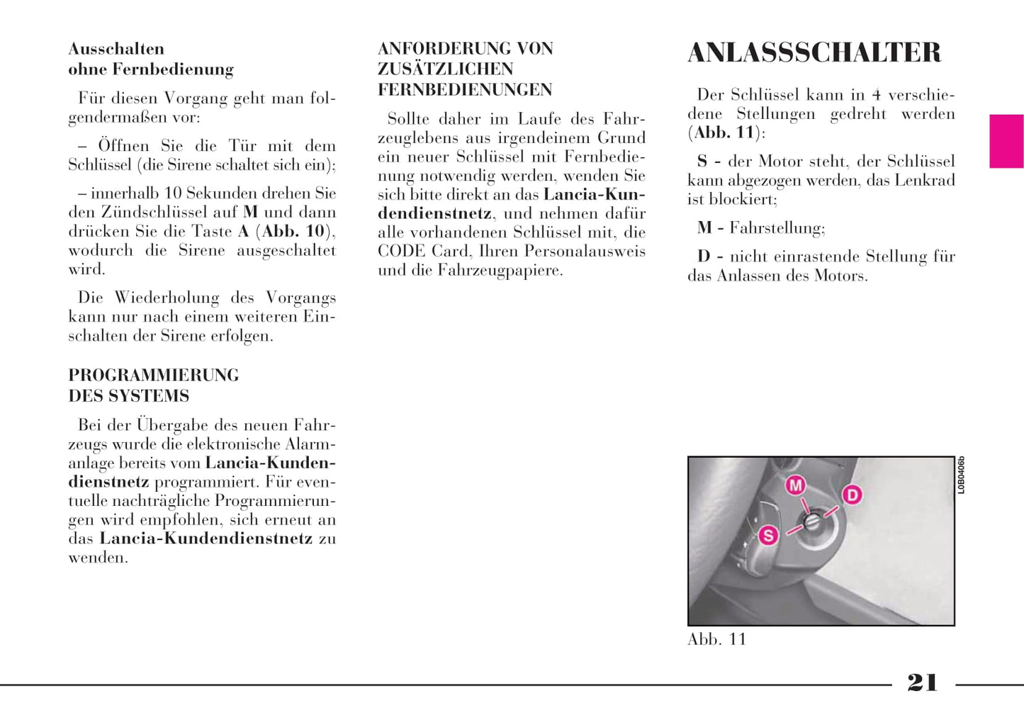 2008-2011 Lancia Phedra Owner's Manual | German