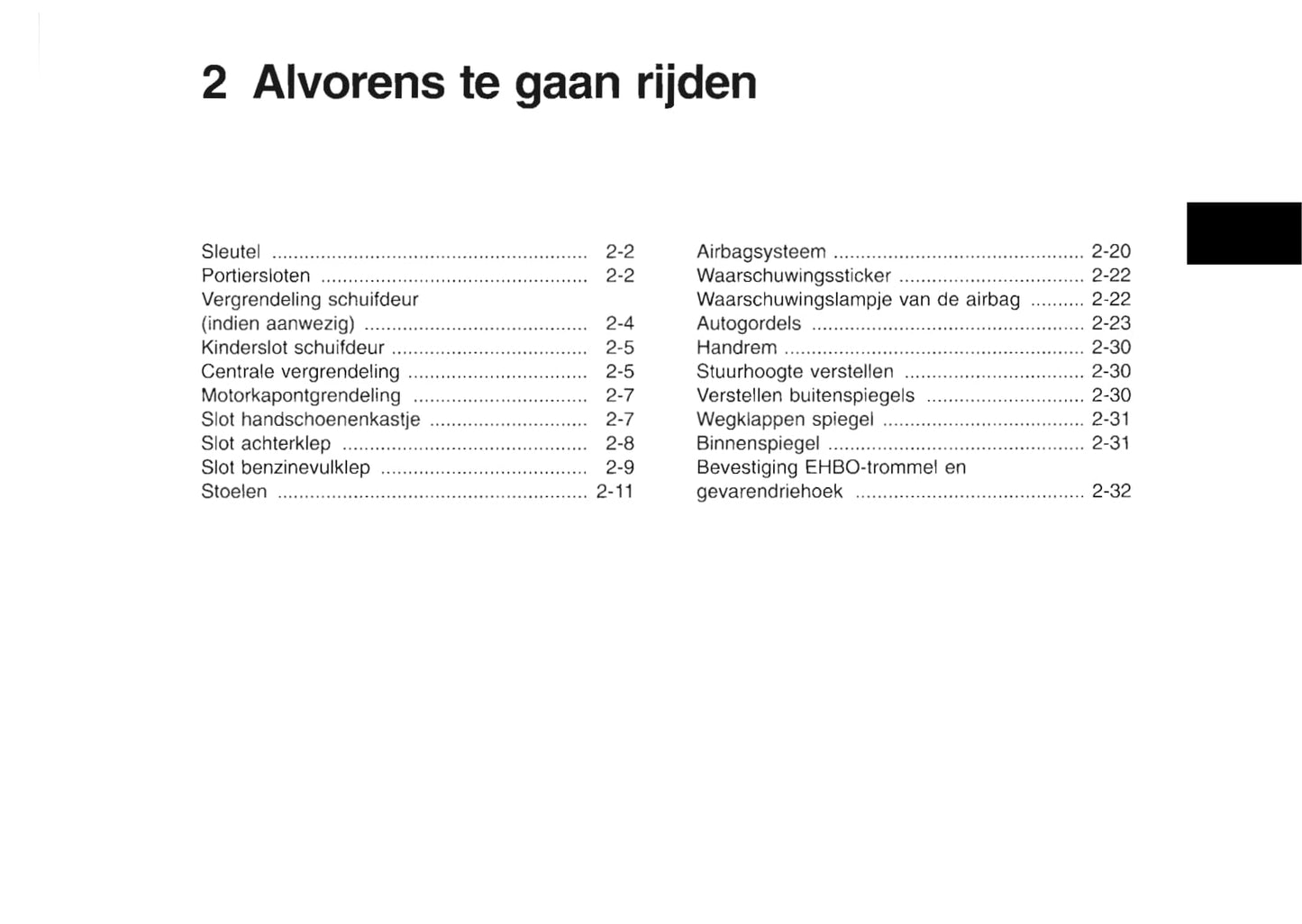 1997 Nissan Serena Owner's Manual | Dutch