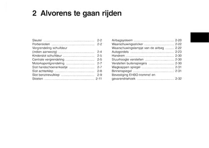 1997 Nissan Serena Owner's Manual | Dutch