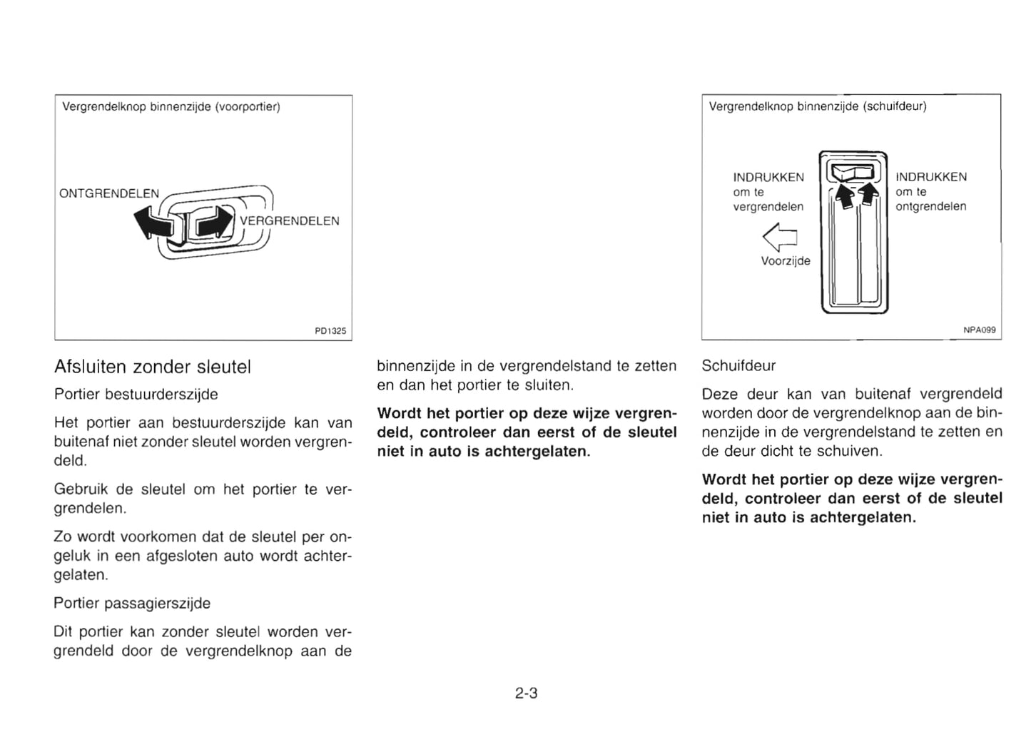 1997 Nissan Serena Owner's Manual | Dutch