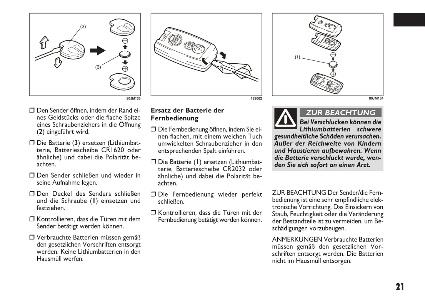 2010-2011 Fiat Sedici Owner's Manual | German