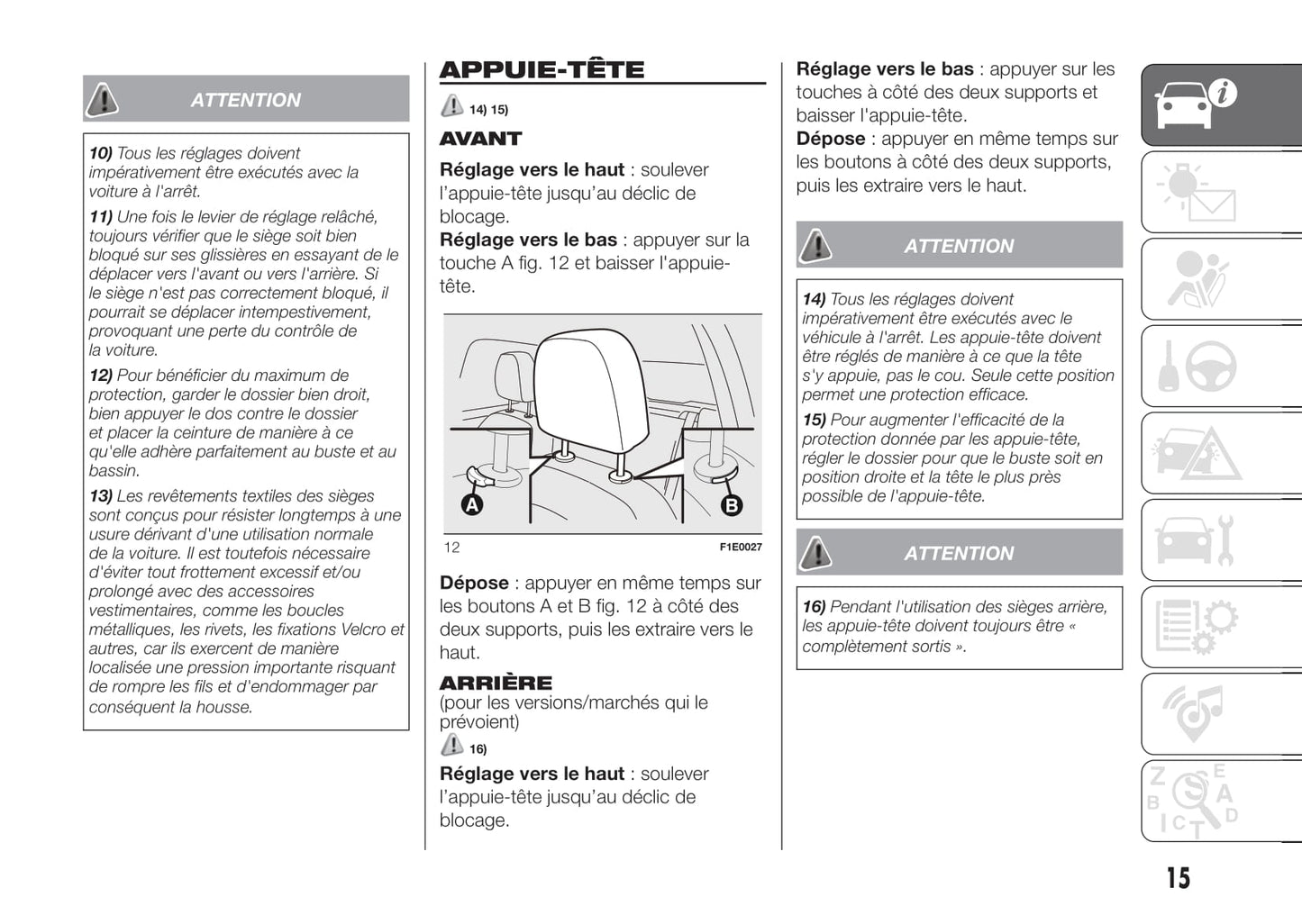 2012-2017 Fiat Punto Manuel du propriétaire | Français