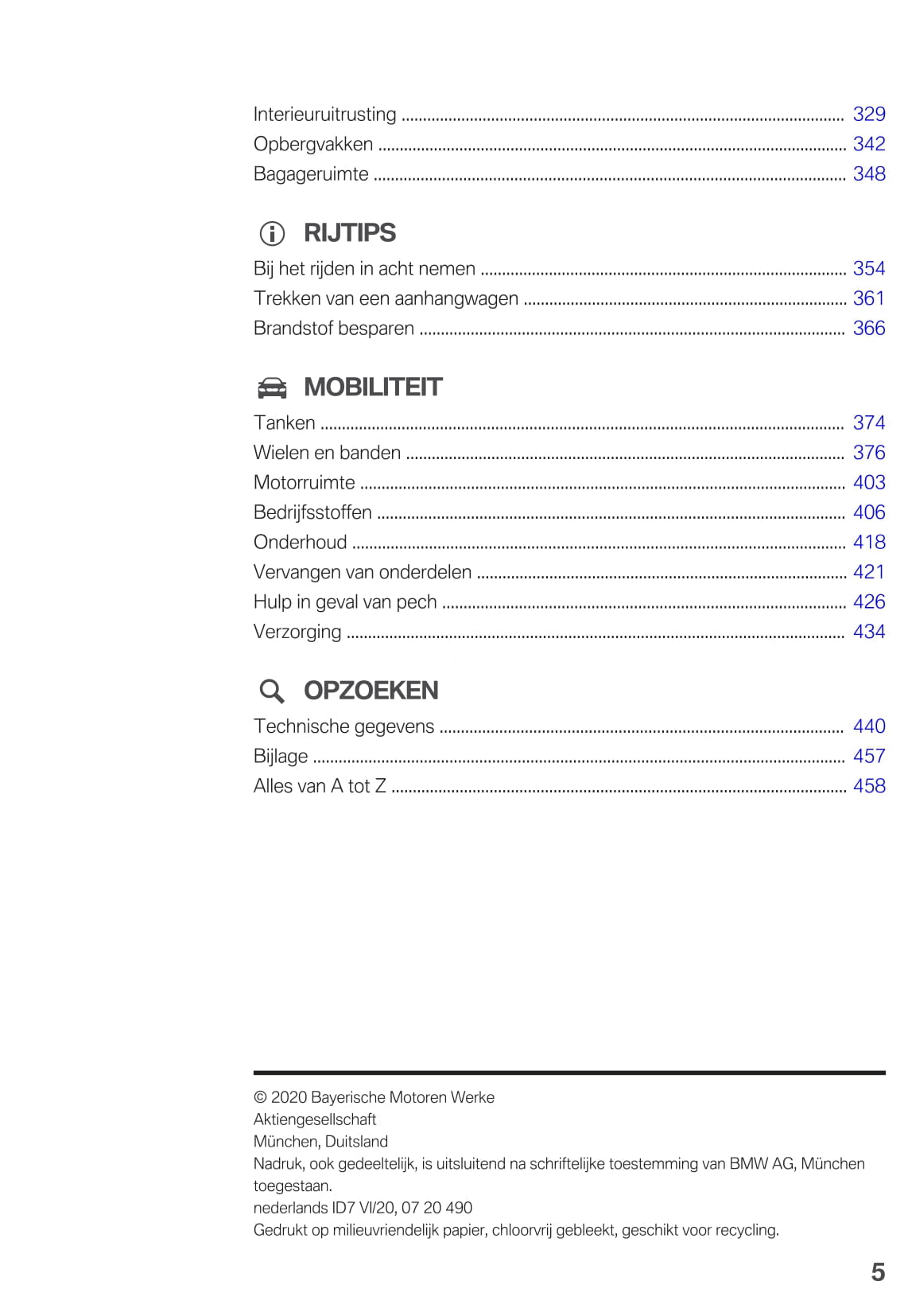 2020 BMW 7 Series Owner's Manual | Dutch