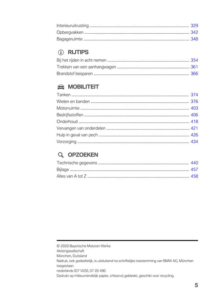 2020 BMW 7 Series Owner's Manual | Dutch