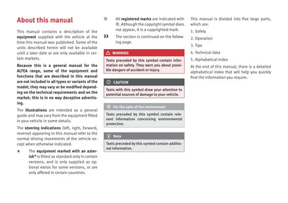 2009-2015 Seat Altea Manuel du propriétaire | Anglais