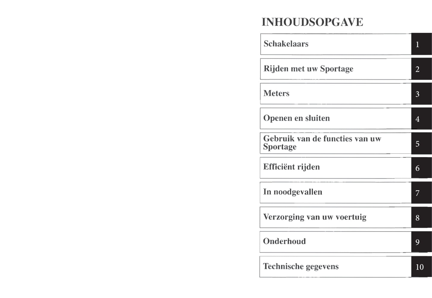 1997-1998 Kia Sportage Gebruikershandleiding | Nederlands