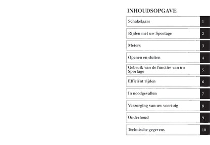 1997-1998 Kia Sportage Gebruikershandleiding | Nederlands