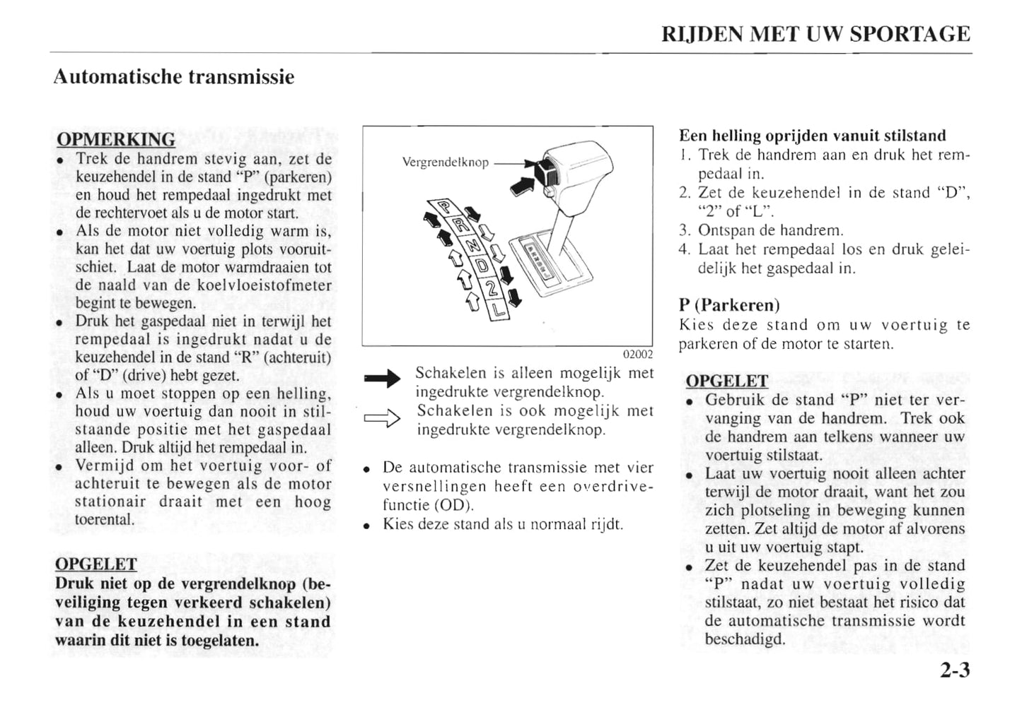 1997-1998 Kia Sportage Gebruikershandleiding | Nederlands