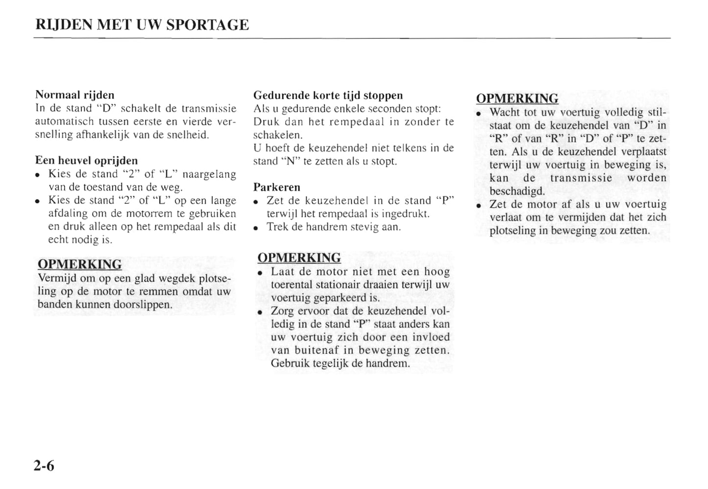 1997-1998 Kia Sportage Gebruikershandleiding | Nederlands