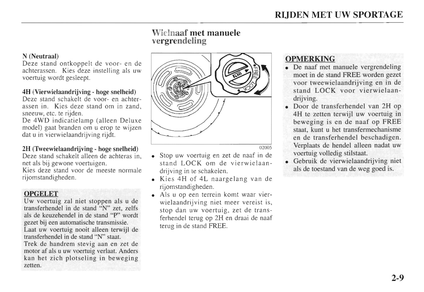 1997-1998 Kia Sportage Gebruikershandleiding | Nederlands