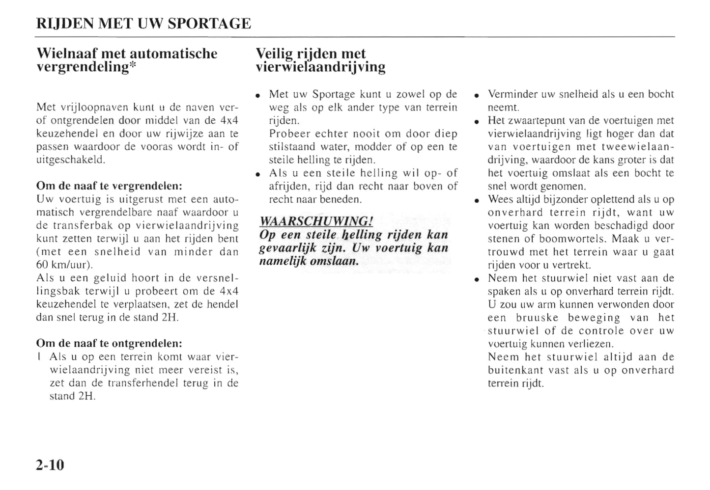 1997-1998 Kia Sportage Gebruikershandleiding | Nederlands