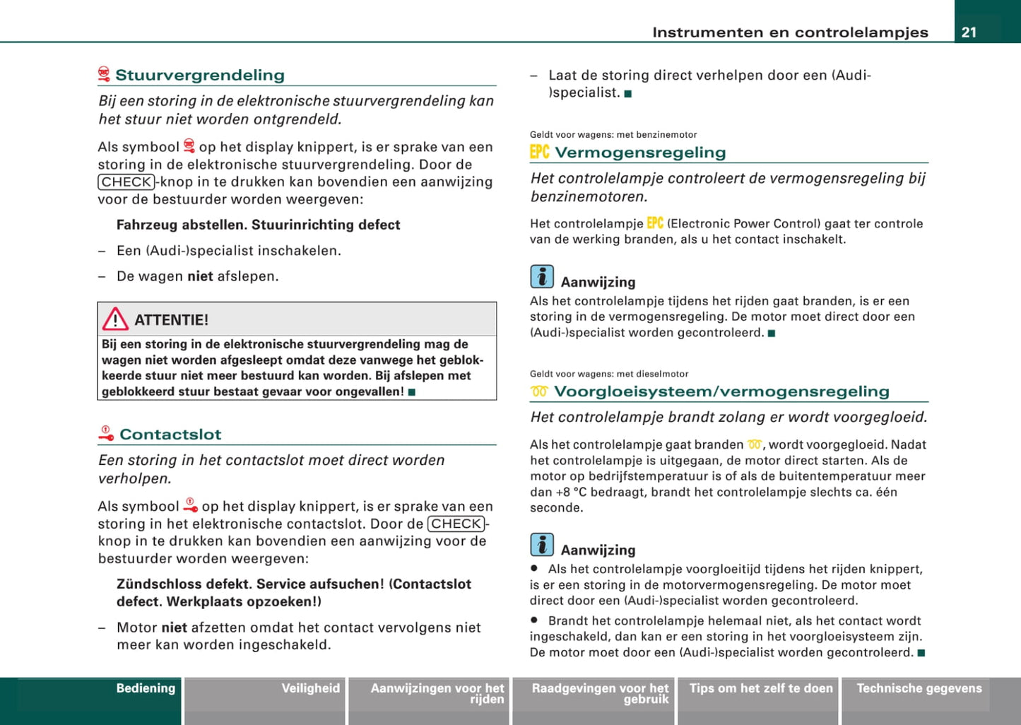 2008-2011 Audi A6 Gebruikershandleiding | Nederlands