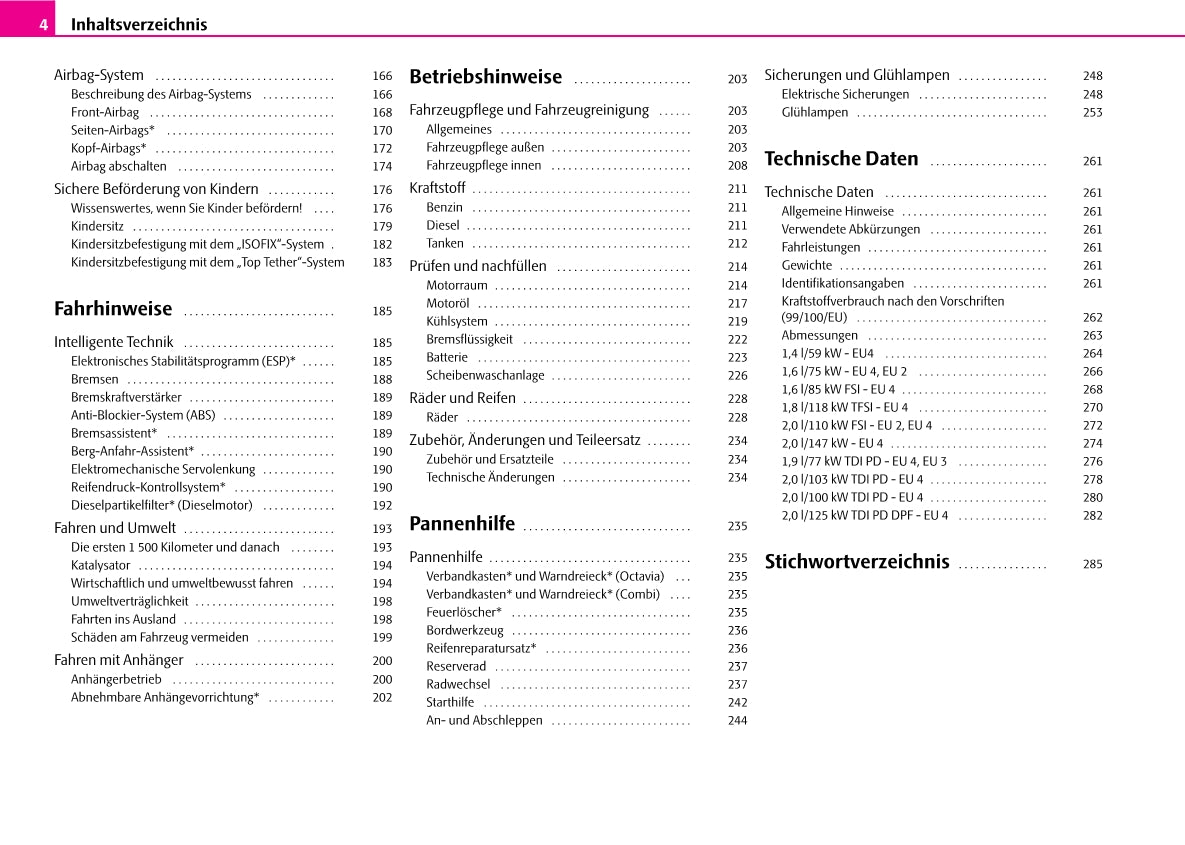 2007-2008 Skoda Octavia Owner's Manual | German