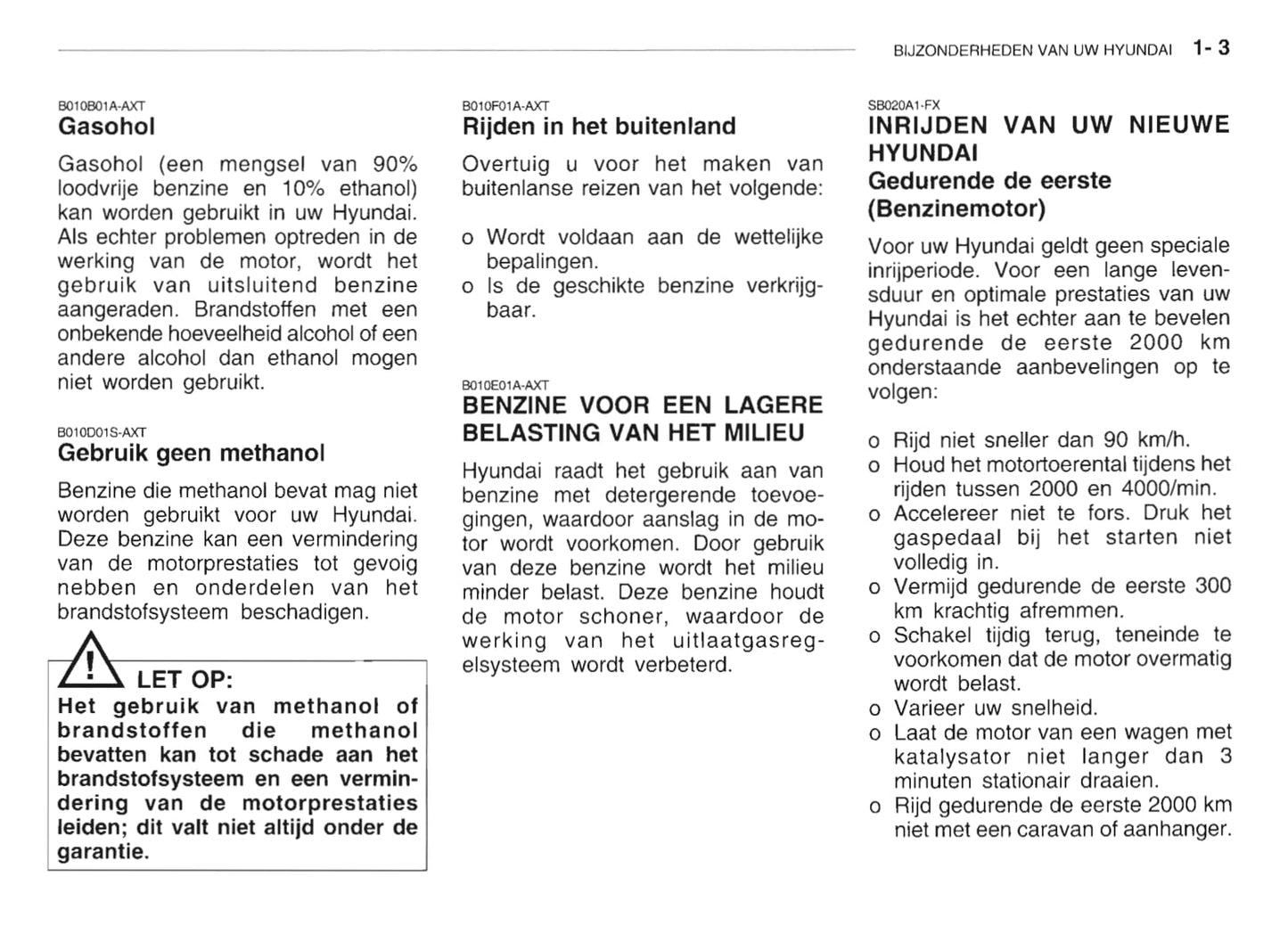 2002-2003 Hyundai Getz Gebruikershandleiding | Nederlands