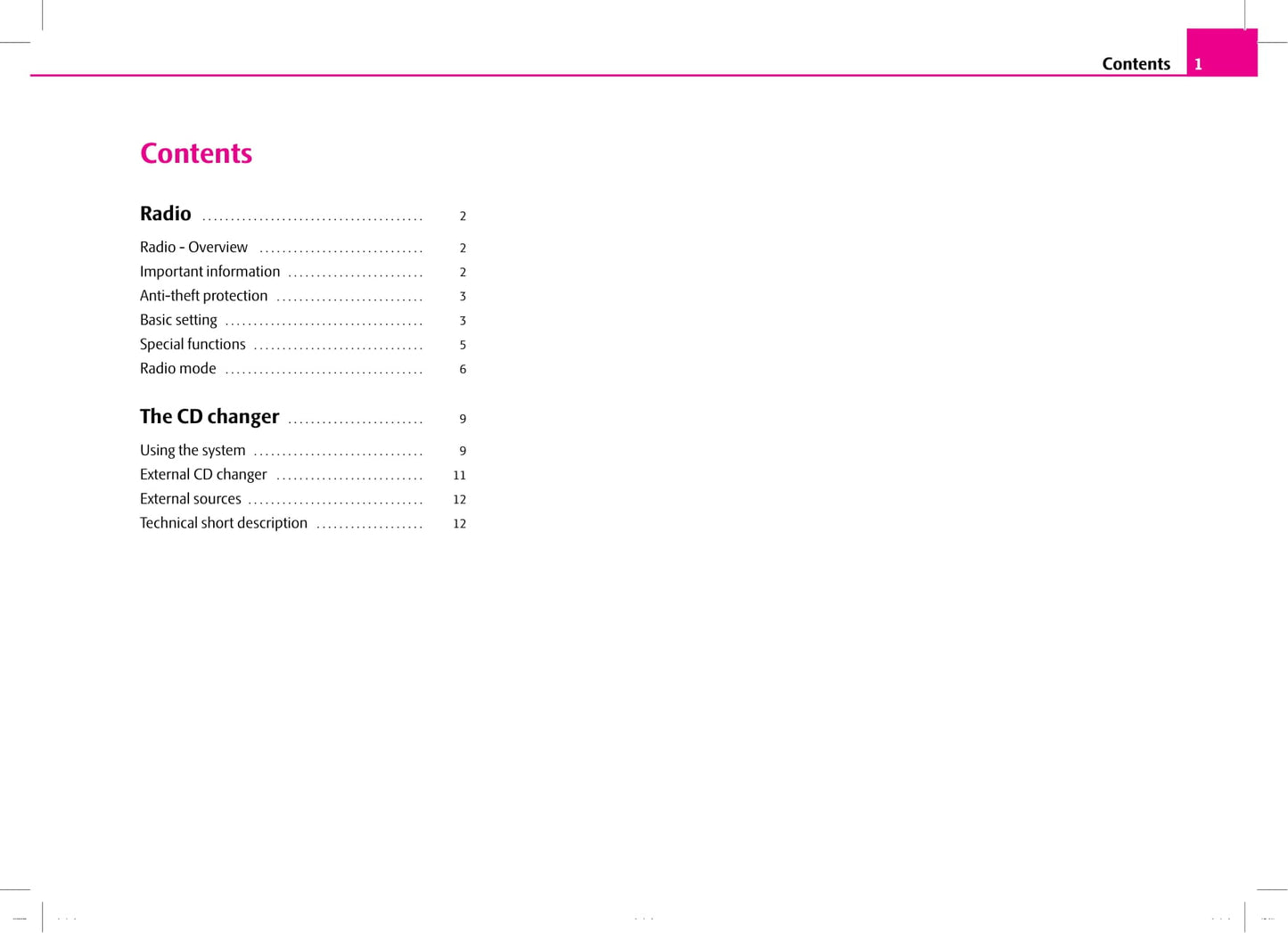 Skoda Radio Dance Owner's Manual 2007