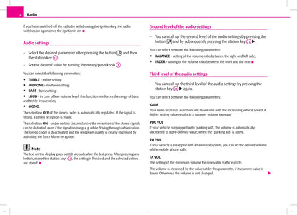 Skoda Radio Dance Owner's Manual 2007