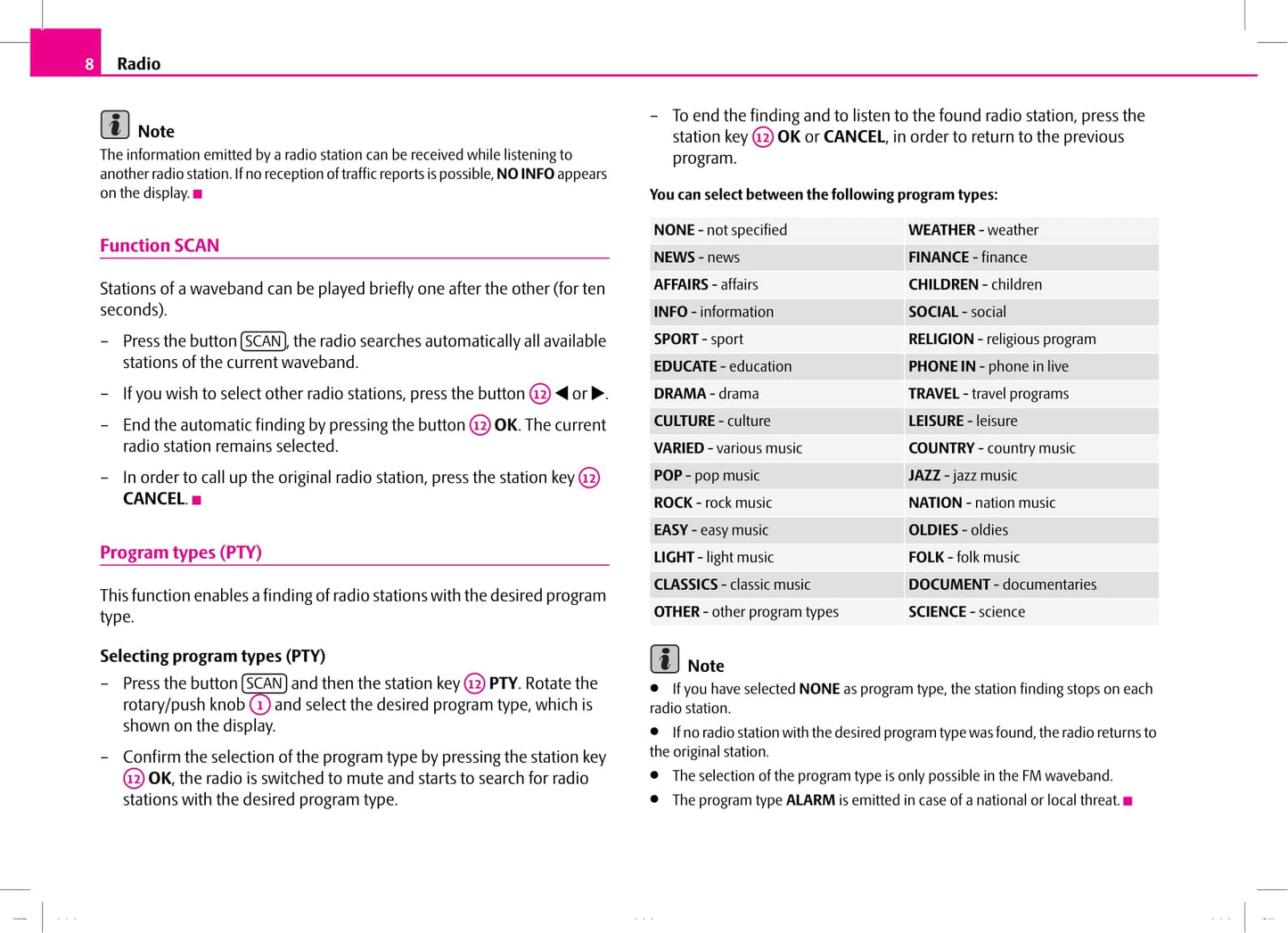 Skoda Radio Dance Owner's Manual 2007