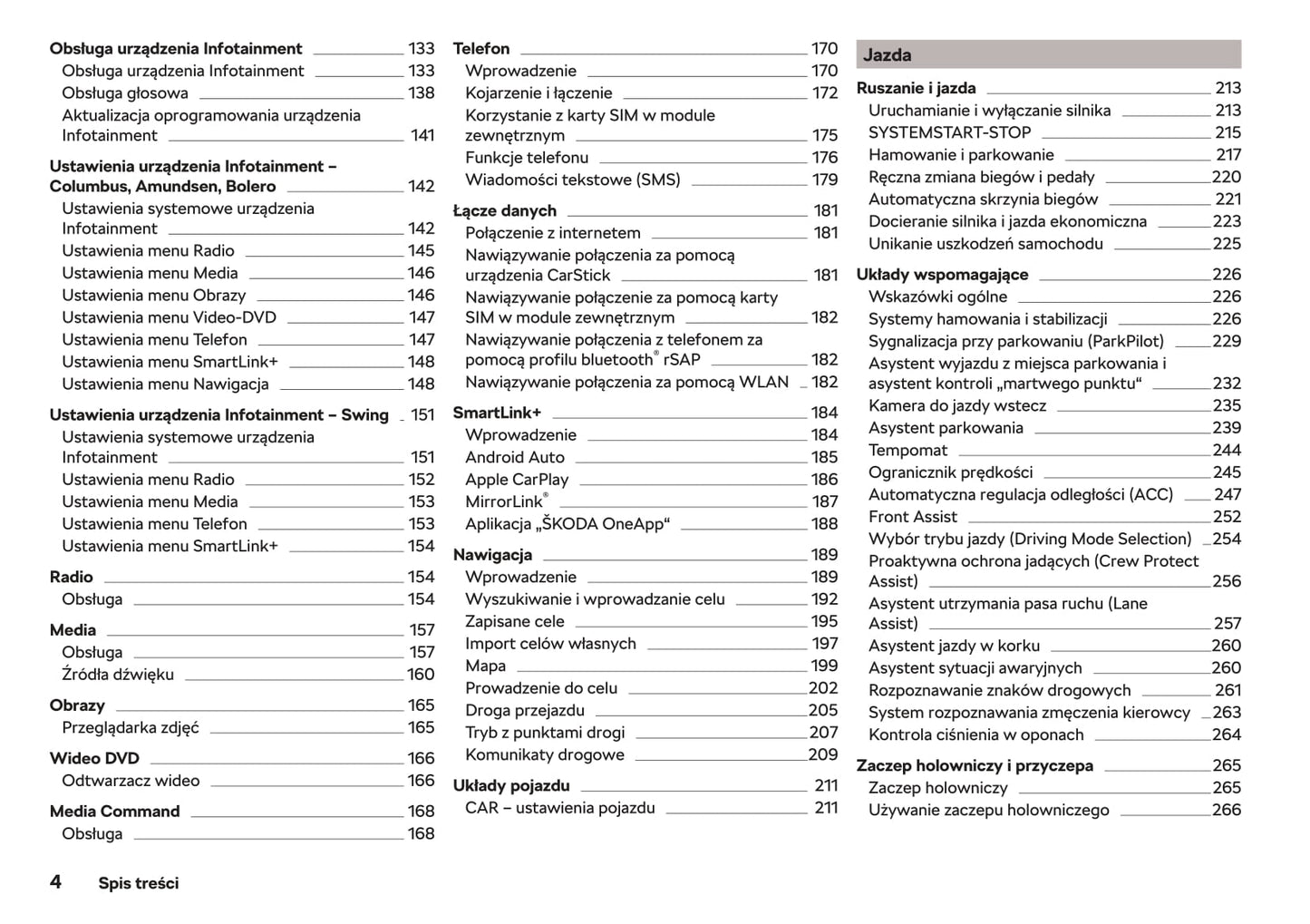 2018-2019 Skoda Superb Owner's Manual | Polish