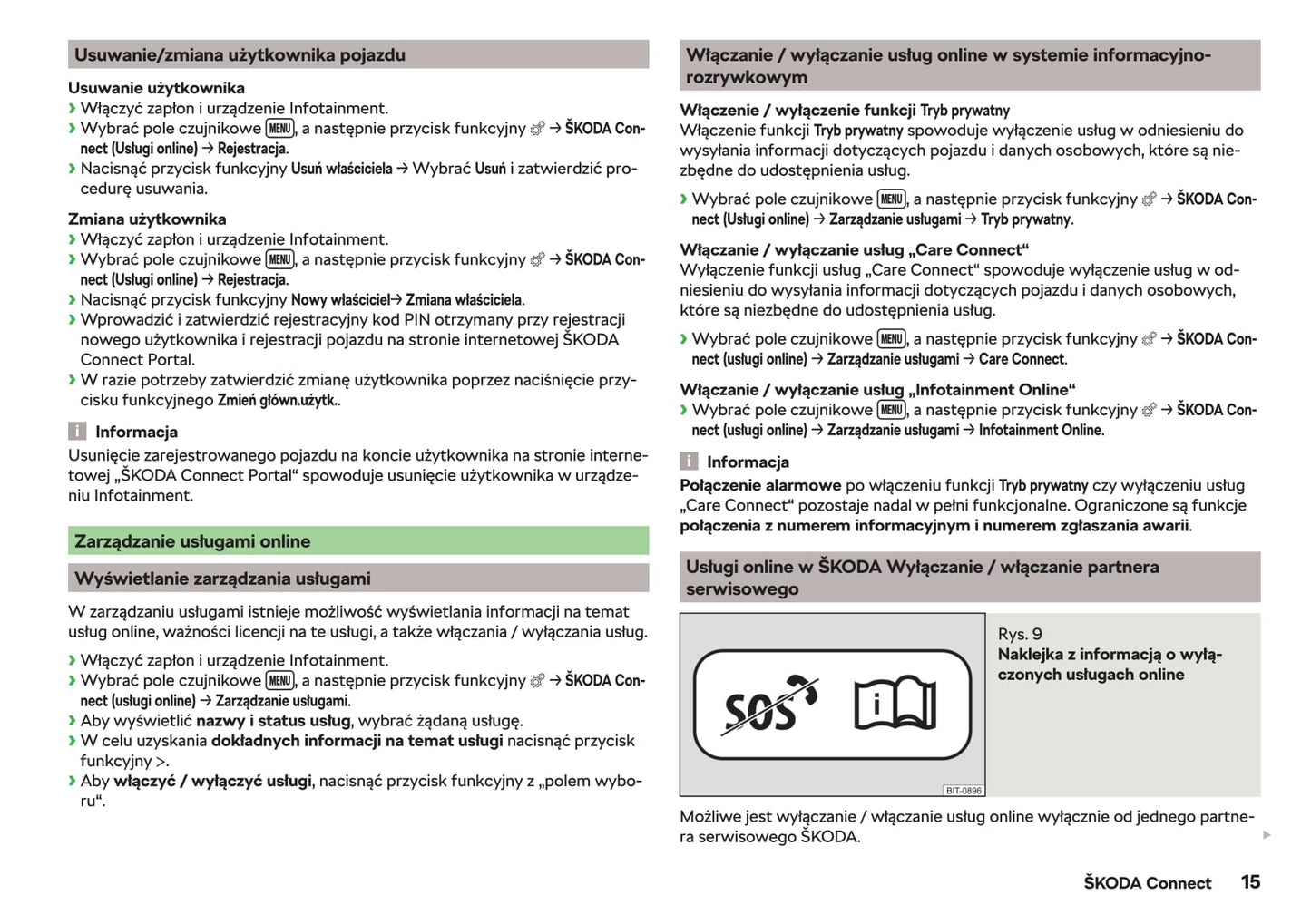 2018-2019 Skoda Superb Owner's Manual | Polish