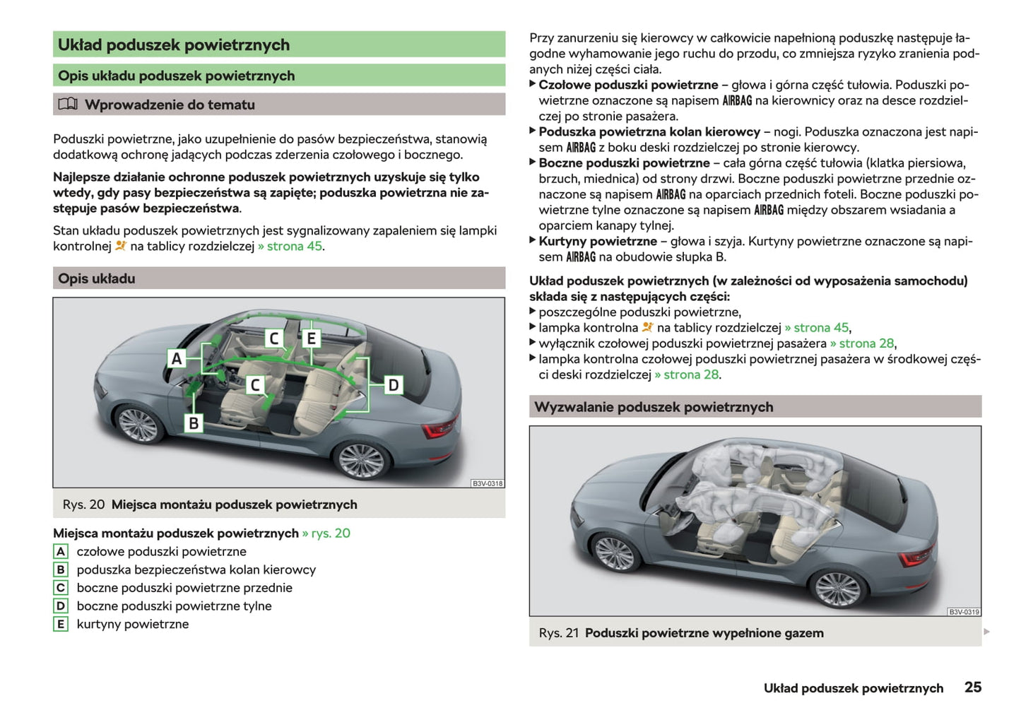 2018-2019 Skoda Superb Owner's Manual | Polish