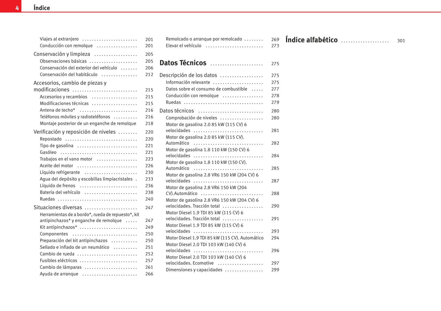 2008-2009 Seat Alhambra Owner's Manual | Spanish