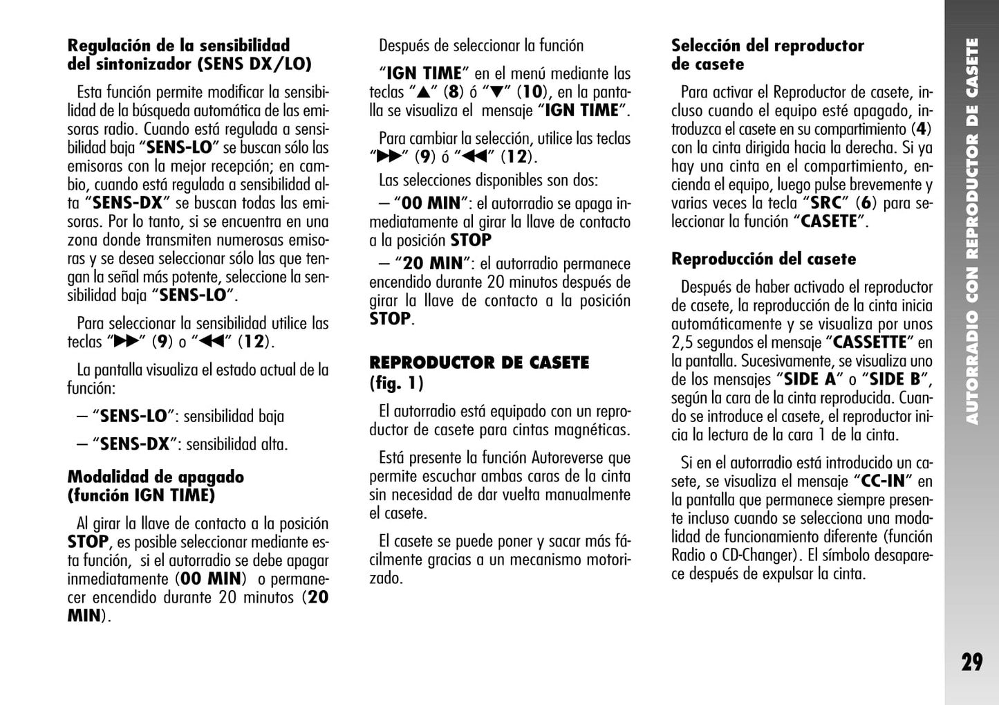 Alfa Romeo 156 / 156 GTA Autorradio Instrucciones 2004 - 2007