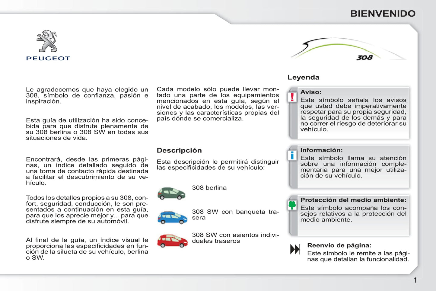 2010-2011 Peugeot 308 Manuel du propriétaire | Espagnol