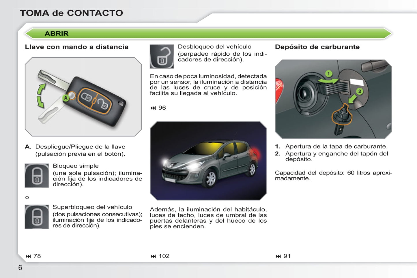 2010-2011 Peugeot 308 Manuel du propriétaire | Espagnol