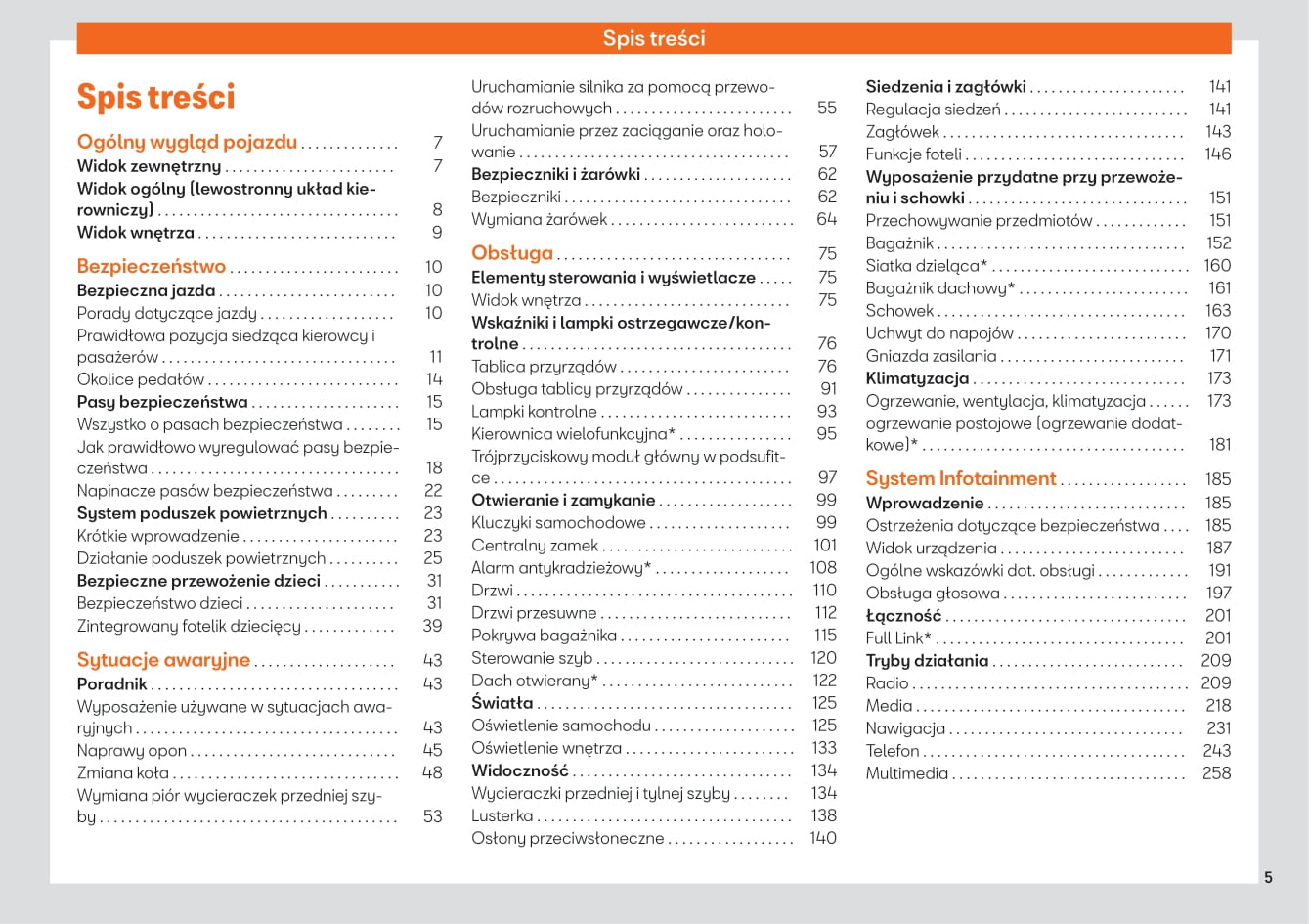 2019-2020 Seat Alhambra Owner's Manual | Polish