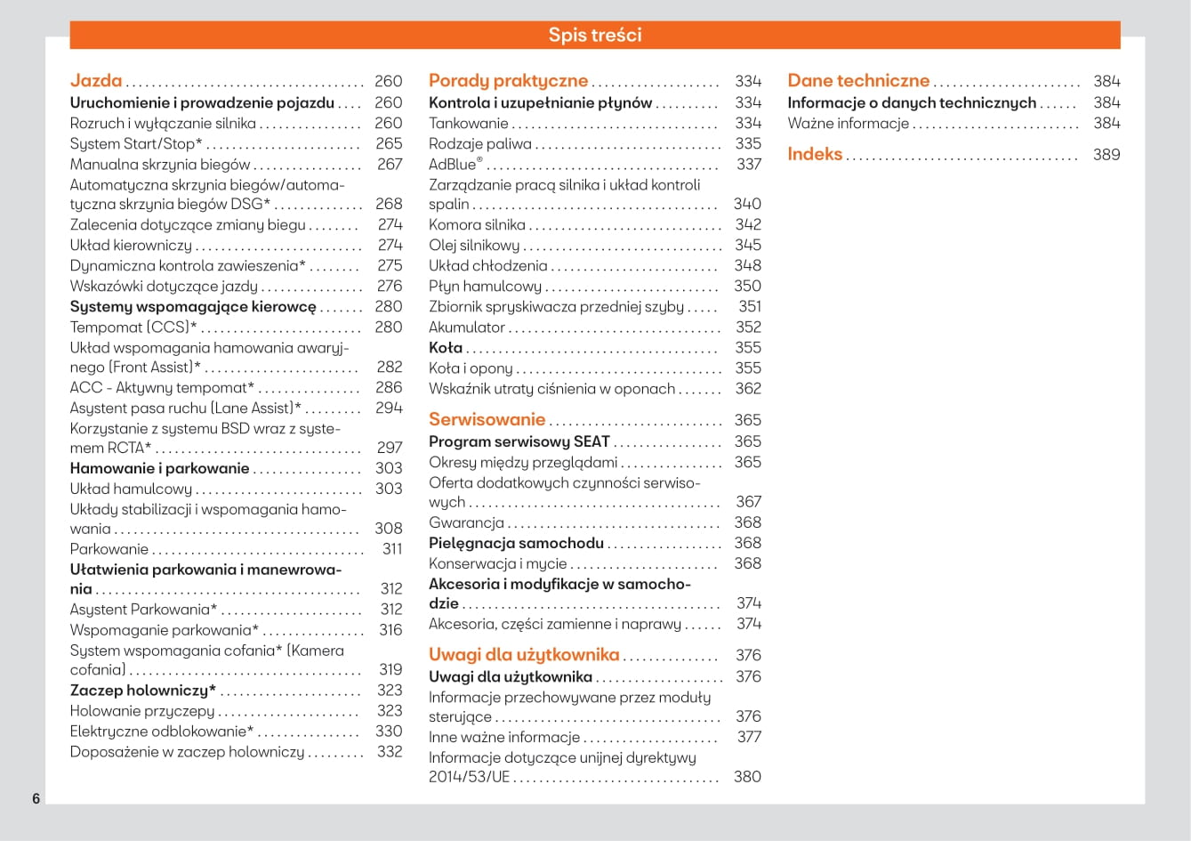 2019-2020 Seat Alhambra Owner's Manual | Polish