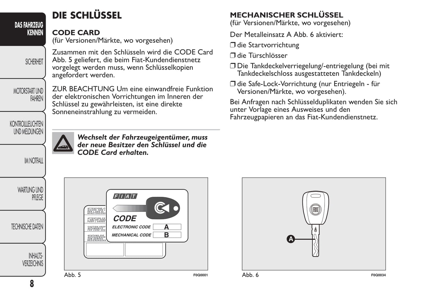 2013-2014 Fiat Bravo Owner's Manual | German