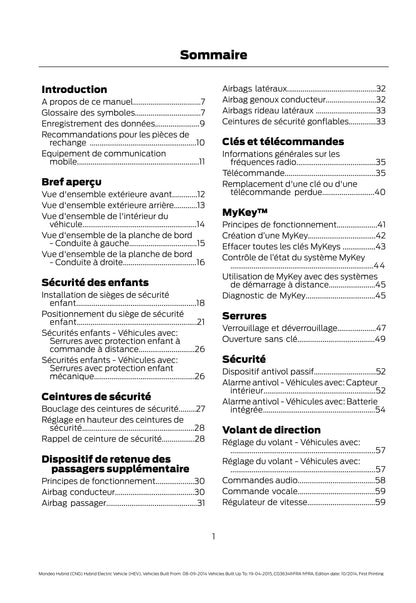 2014-2015 Ford Mondeo / Mondeo Hybrid Manuel du propriétaire | Français