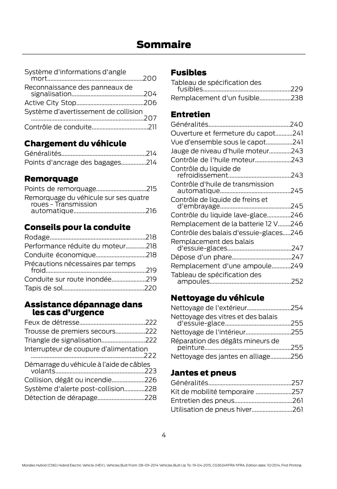 2014-2015 Ford Mondeo / Mondeo Hybrid Manuel du propriétaire | Français