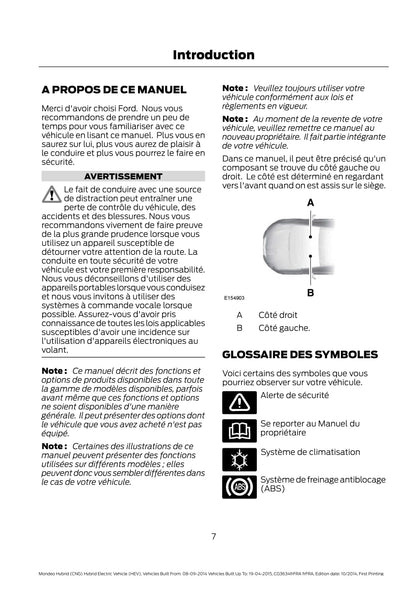 2014-2015 Ford Mondeo / Mondeo Hybrid Manuel du propriétaire | Français