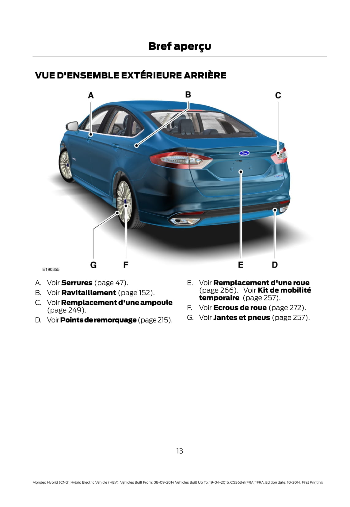 2014-2015 Ford Mondeo / Mondeo Hybrid Manuel du propriétaire | Français