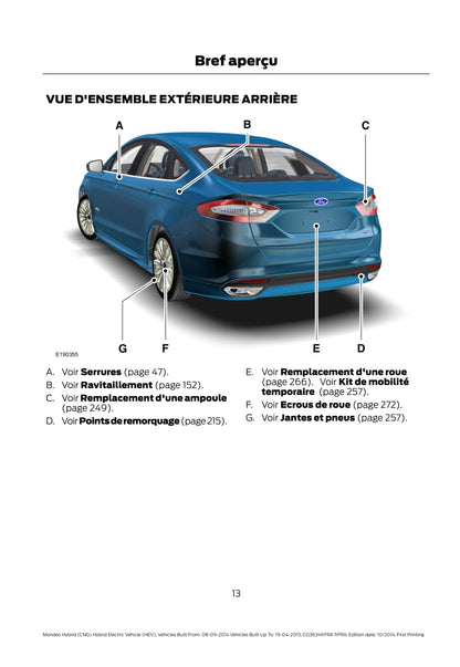 2014-2015 Ford Mondeo / Mondeo Hybrid Manuel du propriétaire | Français