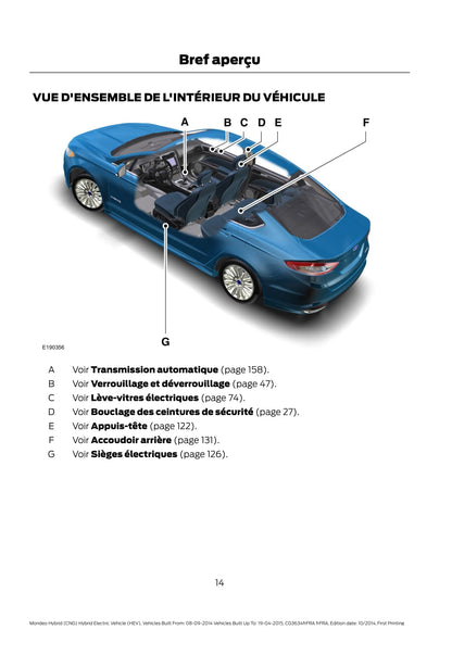 2014-2015 Ford Mondeo / Mondeo Hybrid Manuel du propriétaire | Français