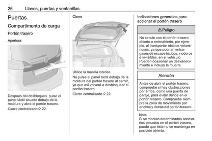 2018-2019 Opel Zafira/Zafira Tourer Manuel du propriétaire | Espagnol