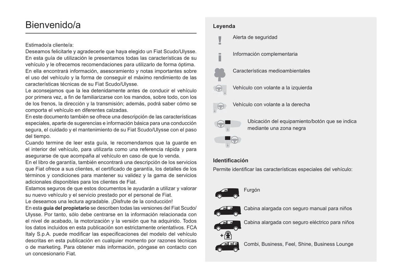 2022-2023 Fiat Scudo/Ulysse Owner's Manual | Spanish