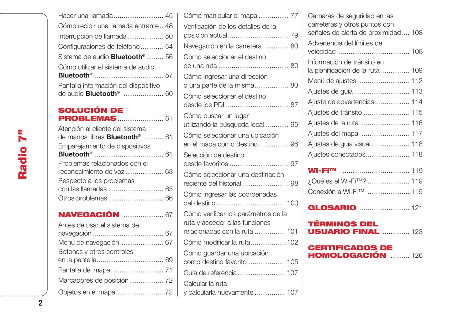 Abarth 124 Spider Radio 7 Instrucciones 2016 - 2018